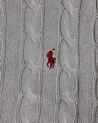 RL Grey Cable Knit Sweater & Red Logo