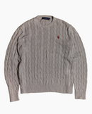 RL Grey Cable Knit Sweater & Red Logo
