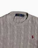 RL Grey Cable Knit Sweater & Red Logo