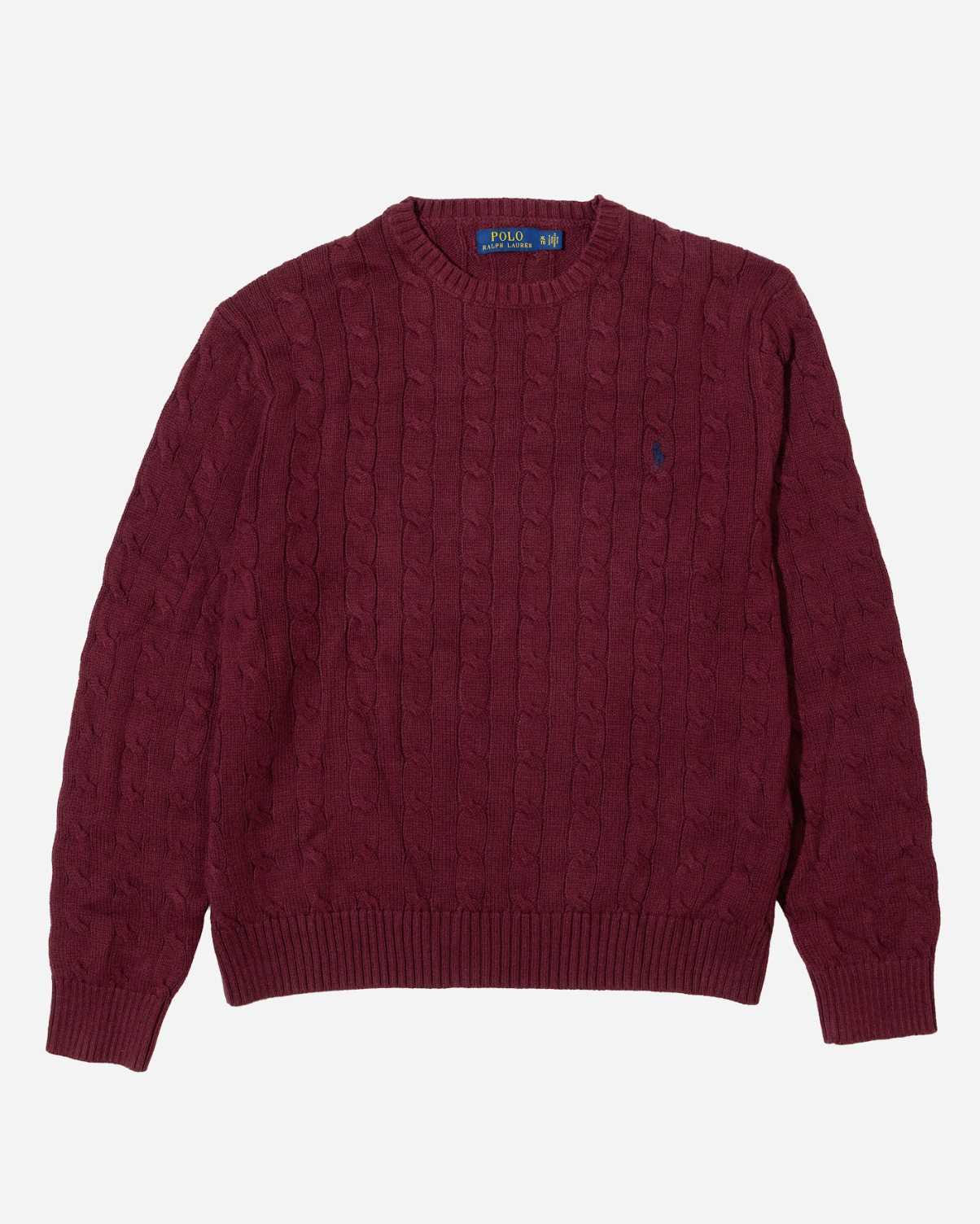 RL Maroon Cable Knit Sweater & Blue Logo (XL)