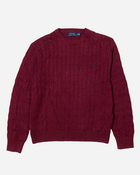 RL Maroon Cable Knit Sweater & Blue Logo (XL)