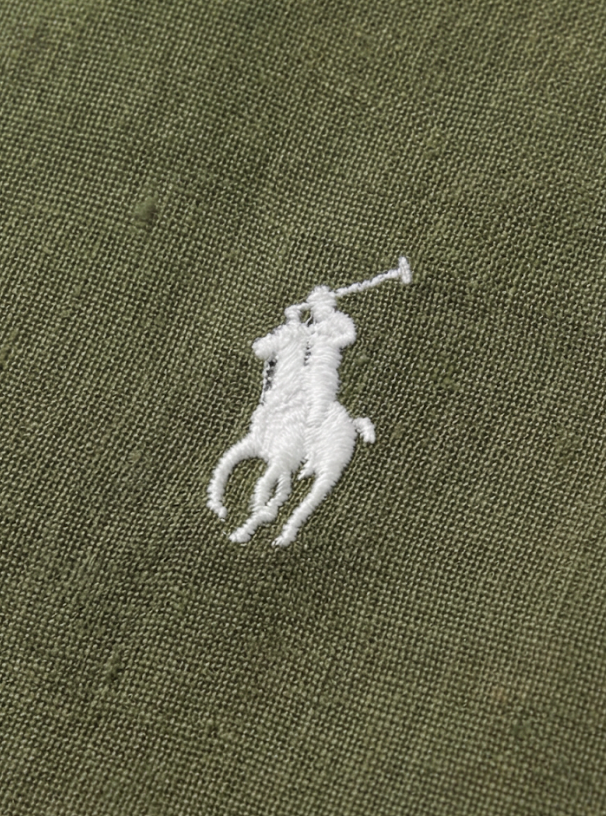 מכופתרת פשתן ירוקה לוגו לבן Polo Ralph Lauren