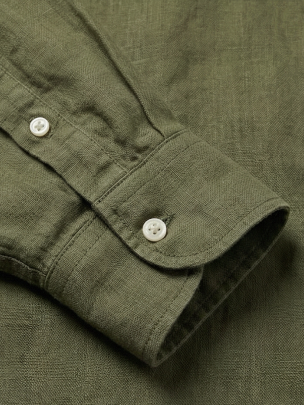 מכופתרת פשתן ירוקה לוגו לבן Polo Ralph Lauren