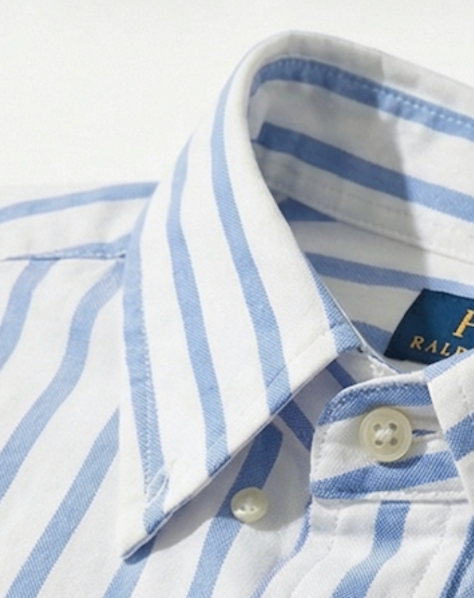 מכופתרת כותנה פסים כחול-לבן לוגו צבעוני Polo Ralph Lauren