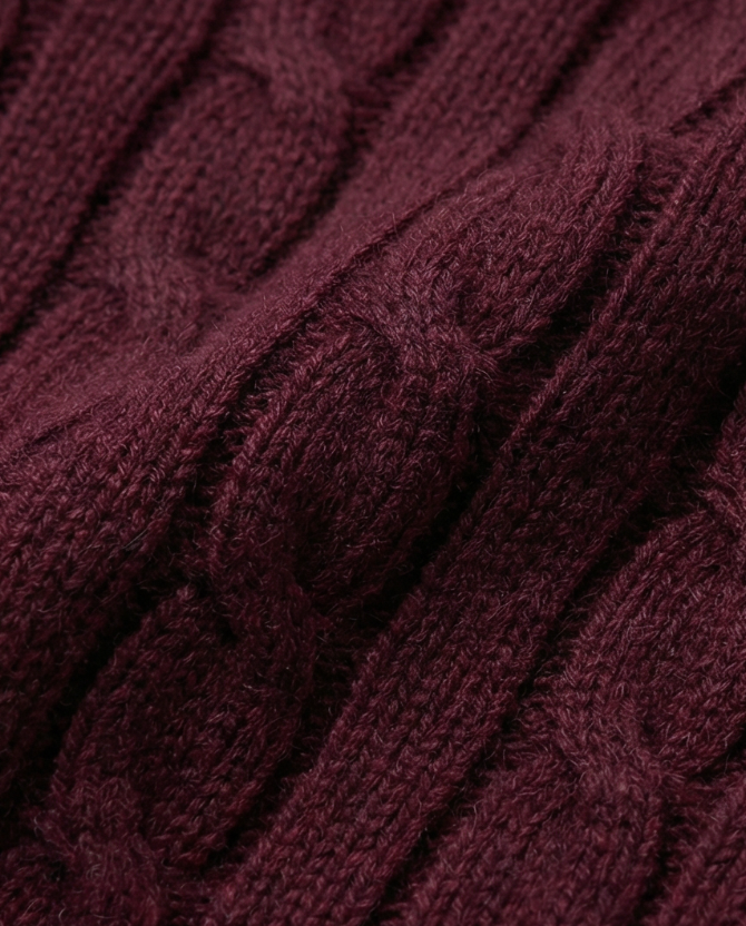 סריג צמות בורדו מצמר לנשים Polo Ralph Lauren