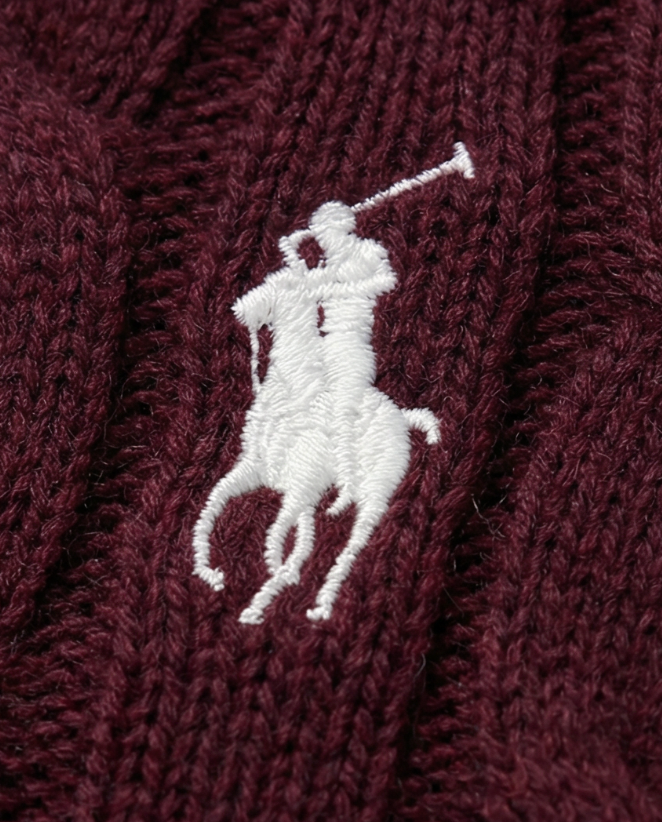 סריג צמות בורדו מצמר לנשים Polo Ralph Lauren