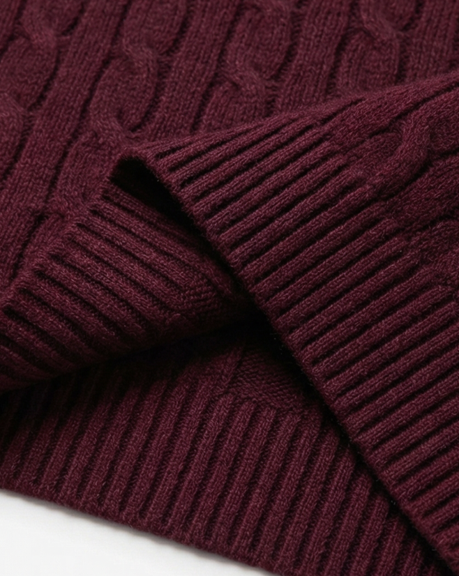 סריג צמות בורדו מצמר לנשים Polo Ralph Lauren