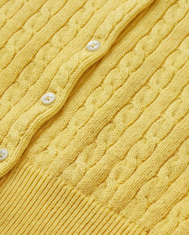 קרדיגן צמות צהוב מכותנה לנשים Polo Ralph Lauren