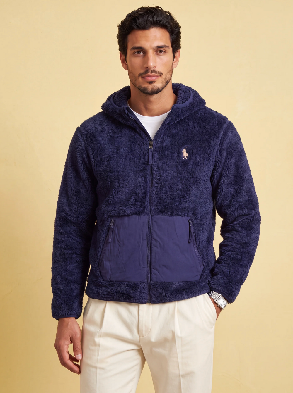 קפוצ׳ון נייבי פרווה לוגו ב׳ז Polo Ralph Lauren