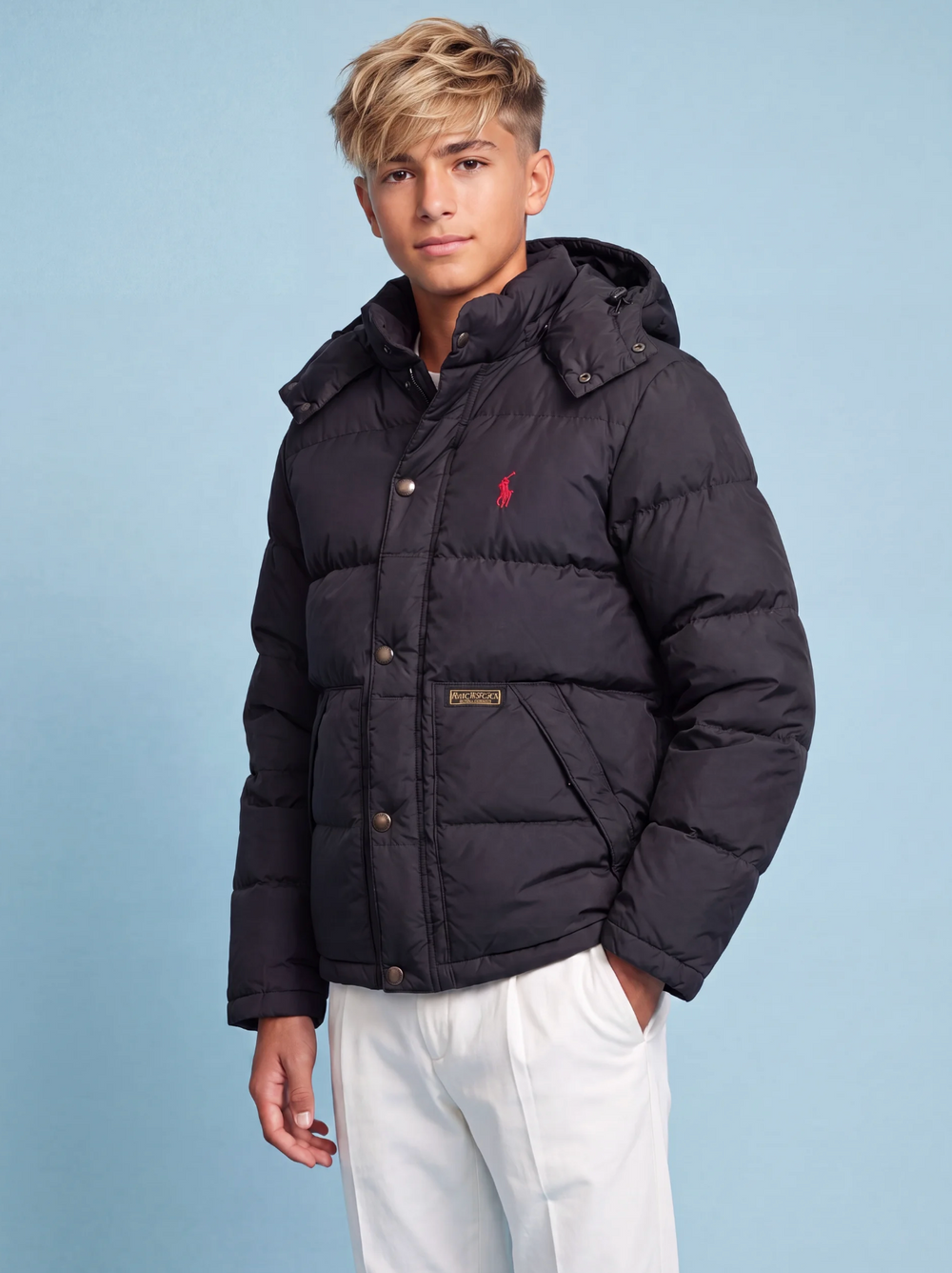 מעיל פוך שחור ניילון לילדים  Polo Ralph Lauren