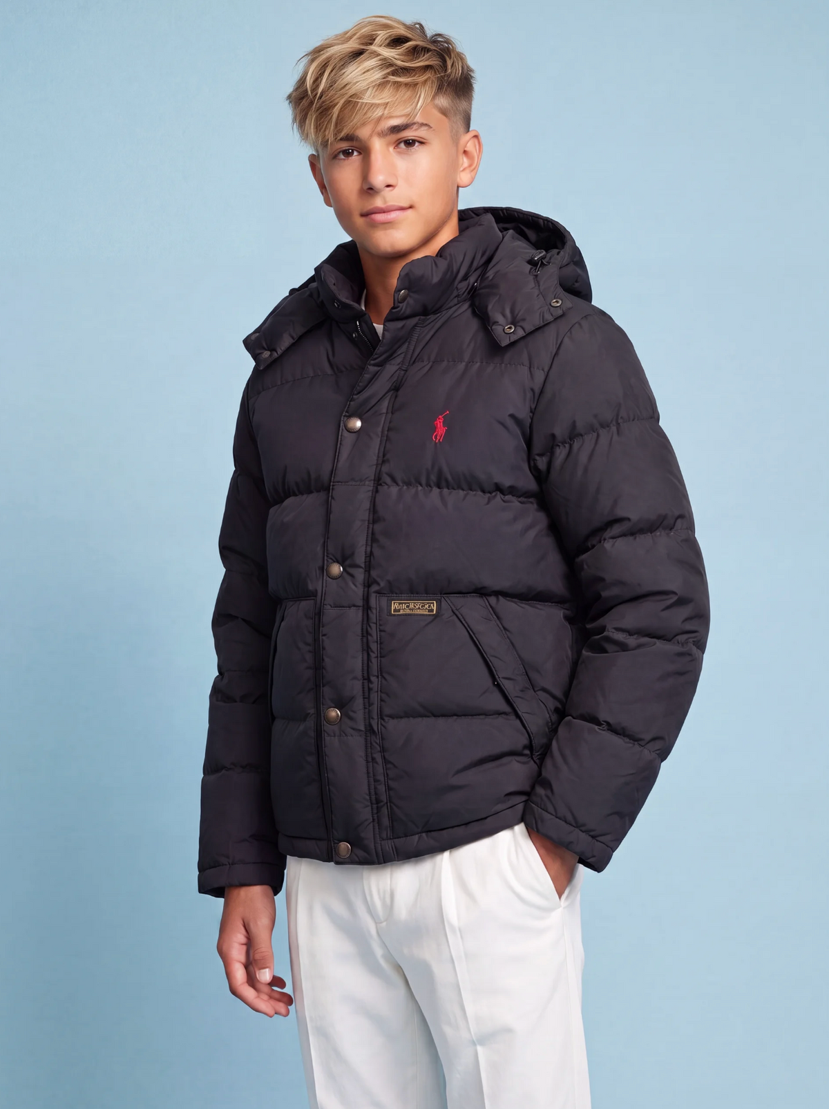 מעיל פוך שחור ניילון לילדים  Polo Ralph Lauren