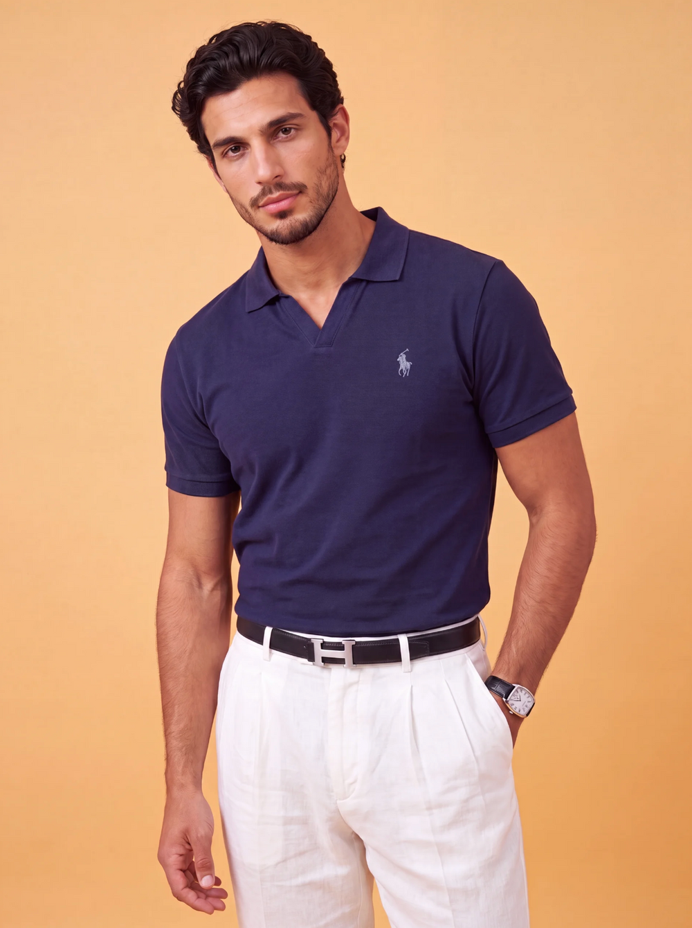חולצת פולו ווי נייבי לוגו תכלת כהה Polo Ralph Lauren