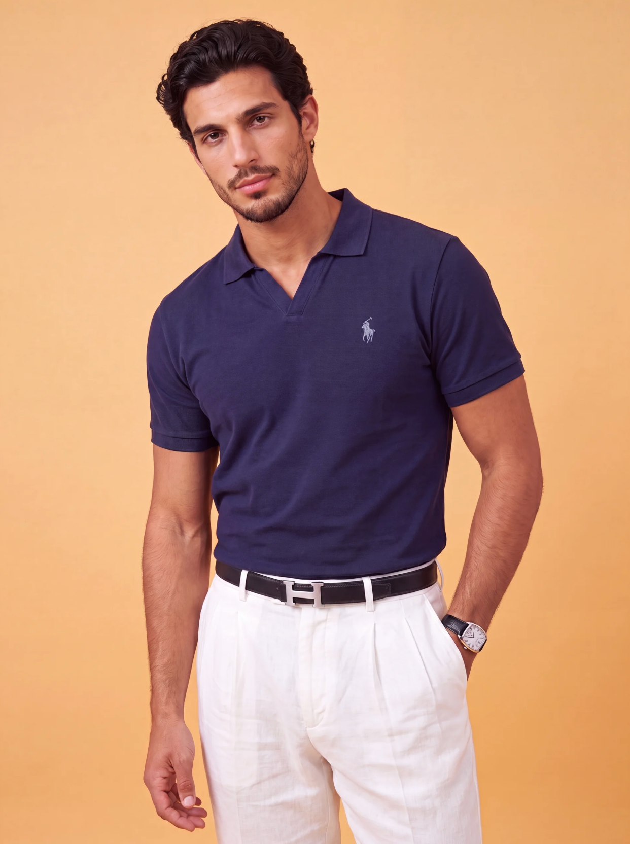 חולצת פולו ווי נייבי לוגו תכלת כהה Polo Ralph Lauren