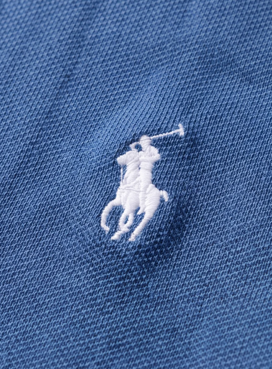 חולצת פולו בד פיקה כחול ים לוגו לבן Polo Ralph Lauren