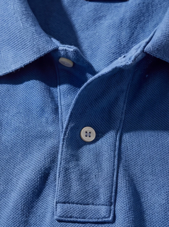 חולצת פולו בד פיקה כחול ים לוגו לבן Polo Ralph Lauren