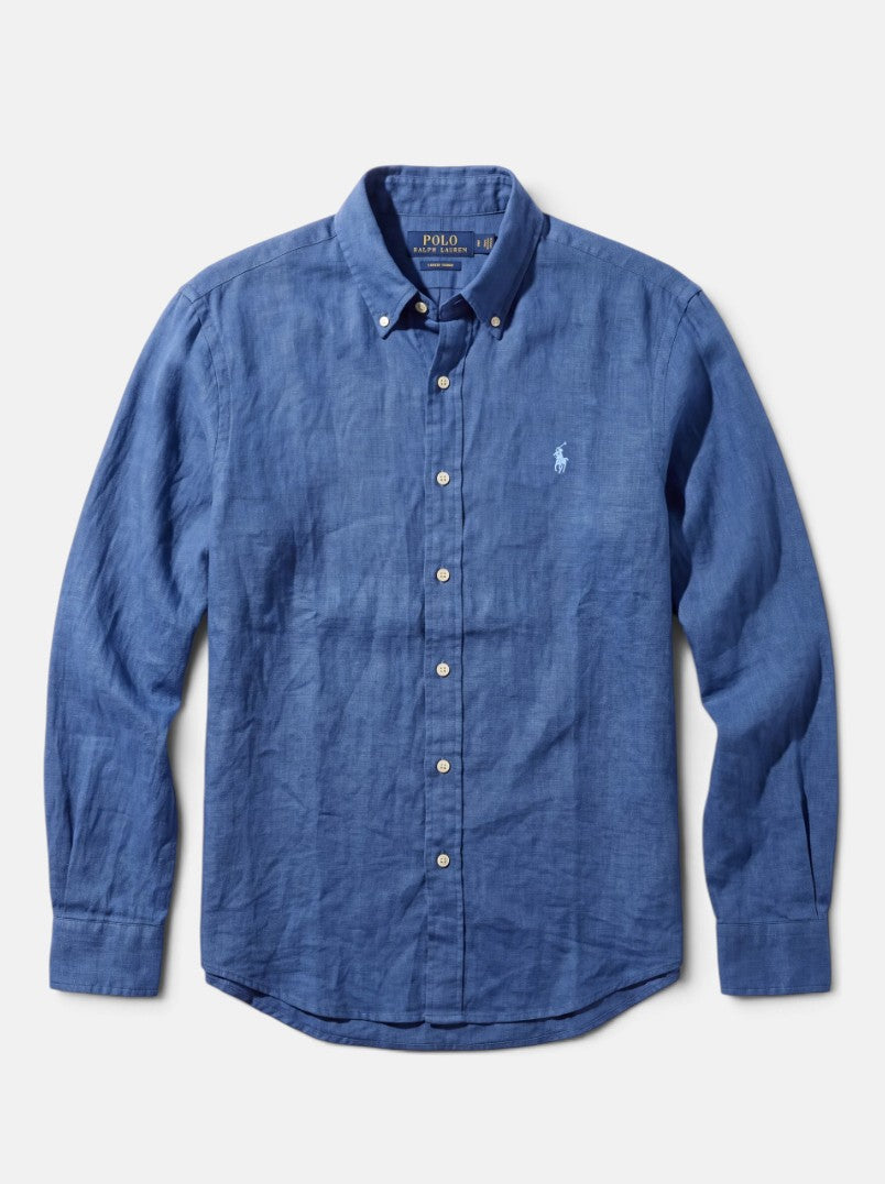 מכופתרת פשתן כחול ים לוגו תכלת Polo Ralph Lauren