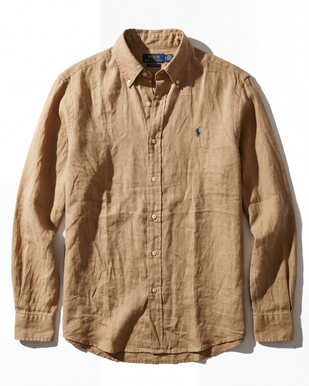 מכופתרת פשתן חום קפה לוגו נייבי Polo Ralph Lauren