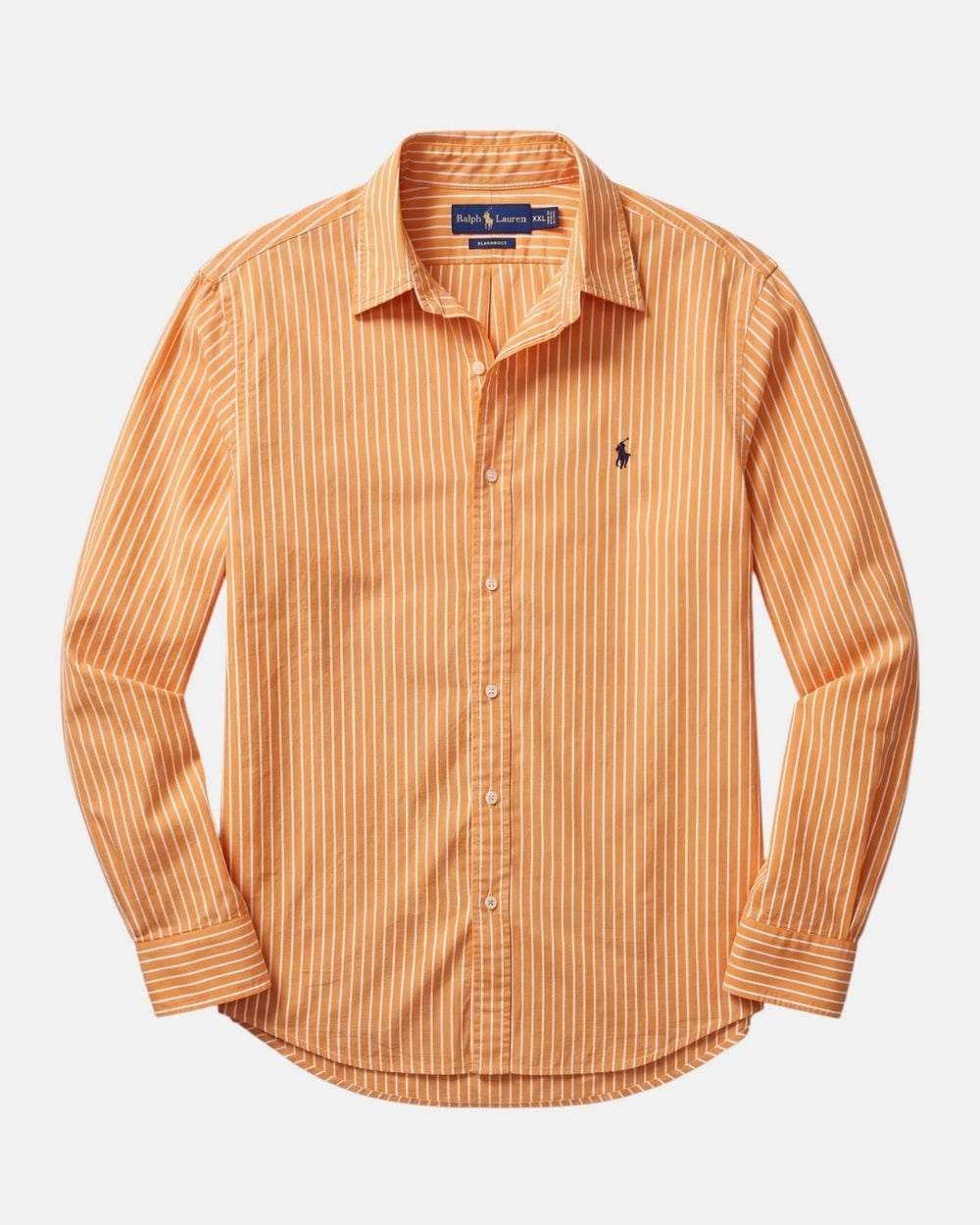 מכופתרת כותנה פסים כתום לבן לוגו נייבי Polo Ralph Lauren