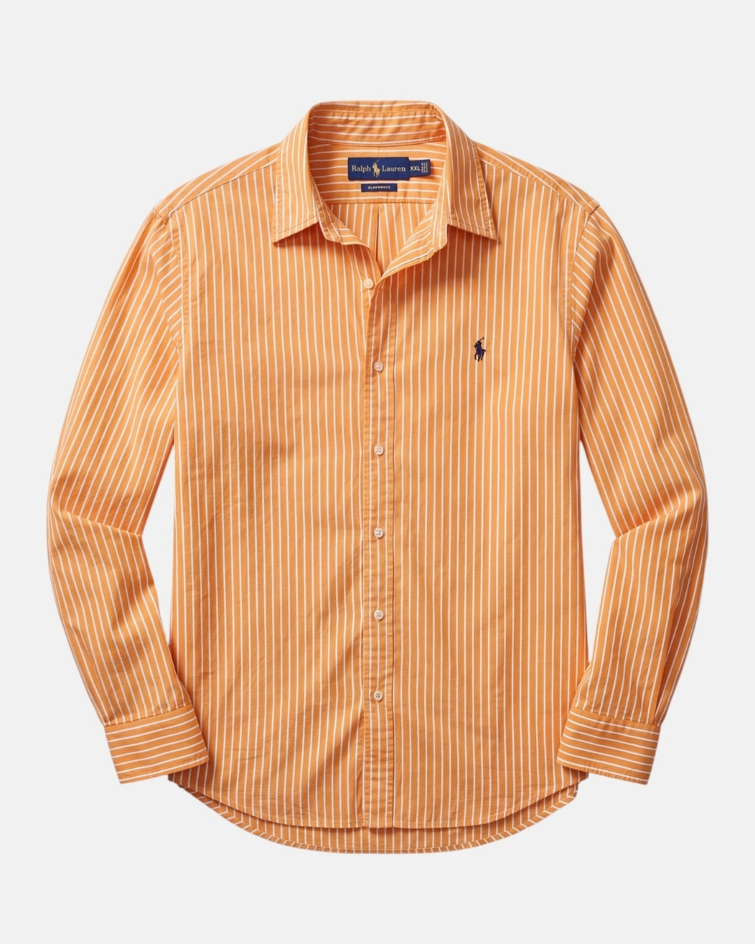 מכופתרת כותנה פסים כתום לבן לוגו נייבי Polo Ralph Lauren