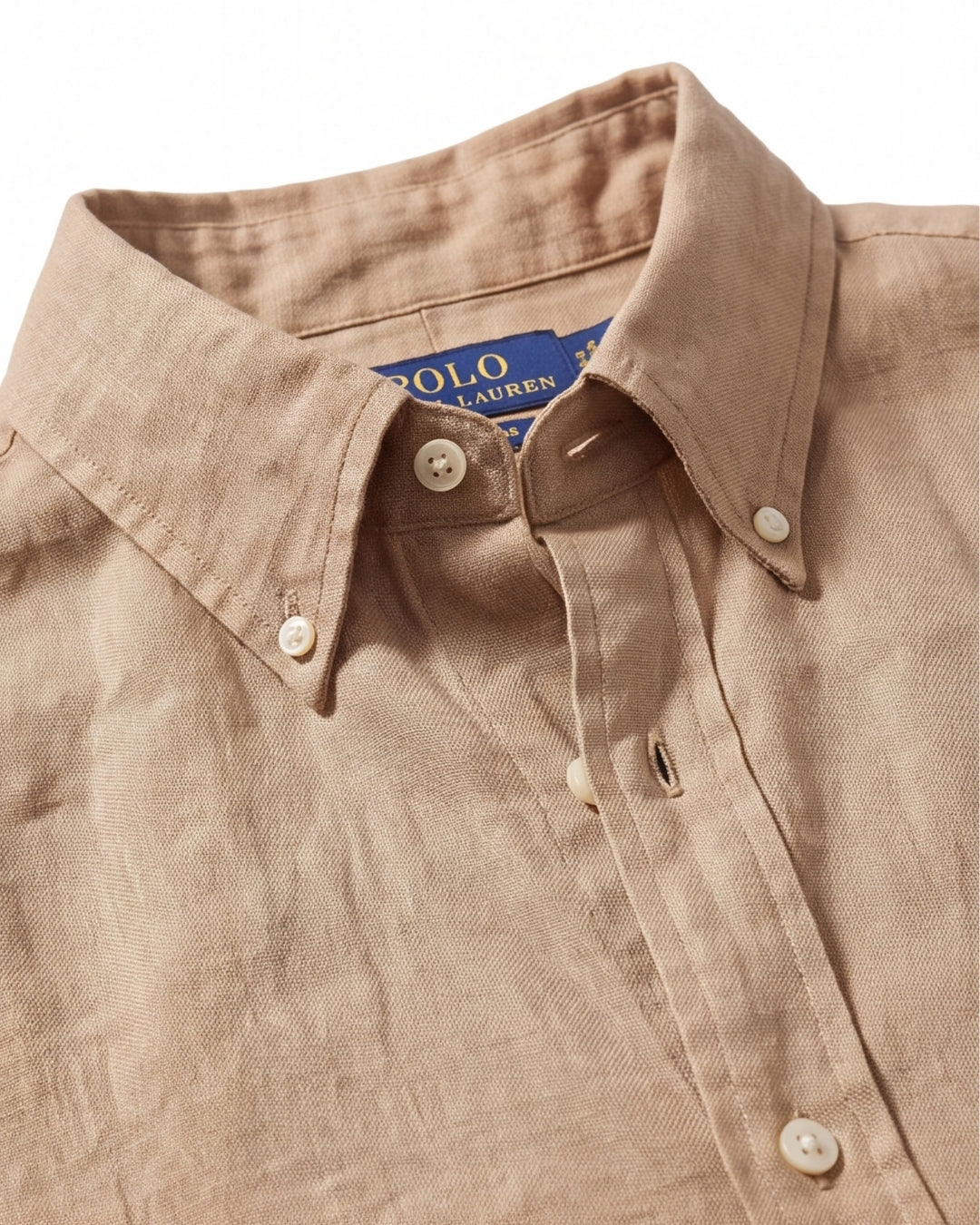 מכופתרת פשתן חום קפה לוגו נייבי Polo Ralph Lauren