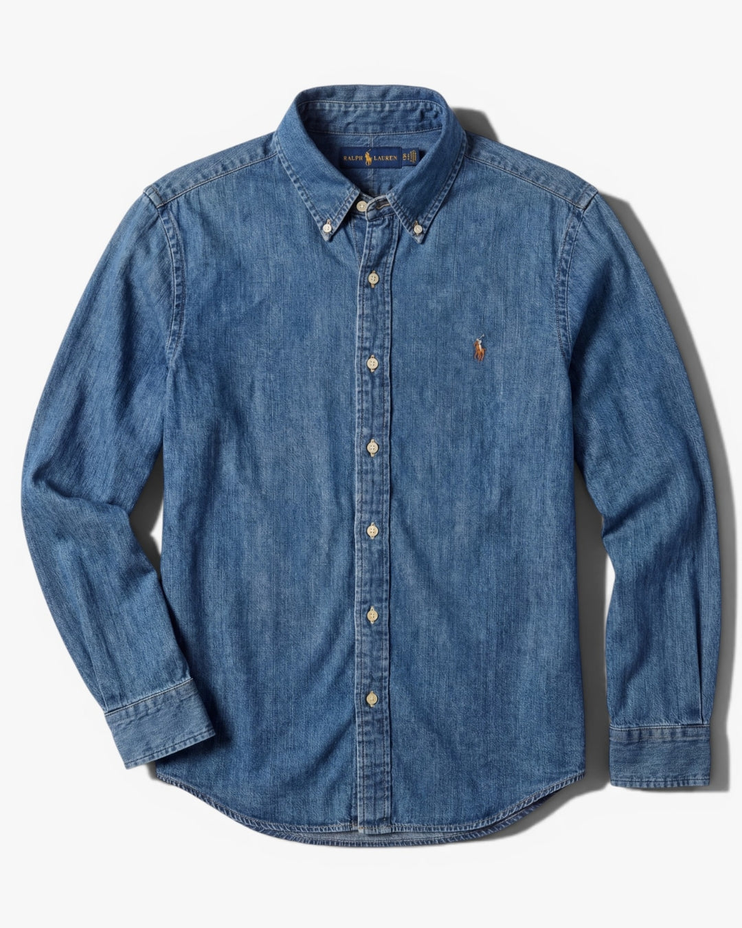 מכופתרת גינס כהה לוגו צבעוני Polo Ralph Lauren
