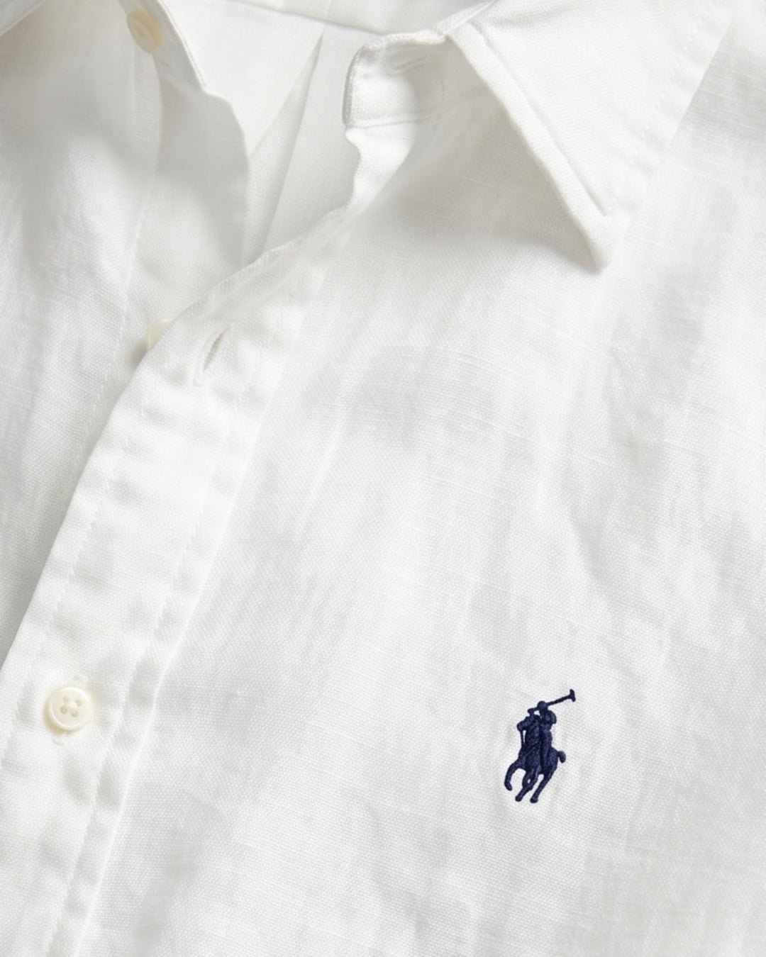 מכופתרת פשתן לבנה לוגו נייבי Polo Ralph Lauren