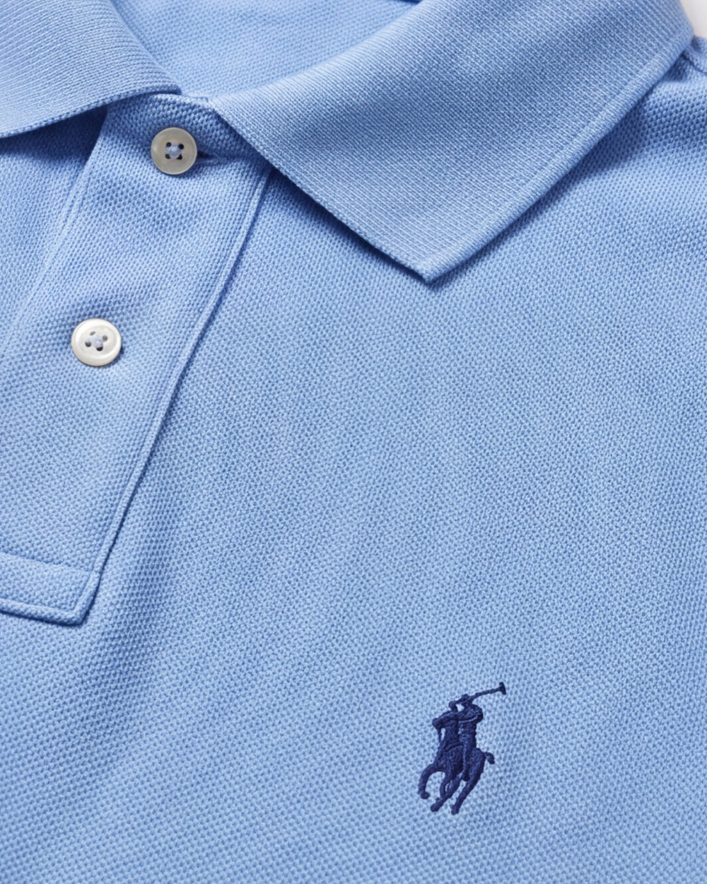חולצת פולו תכלת בד פיקה לוגו נייבי Polo Ralph Lauren