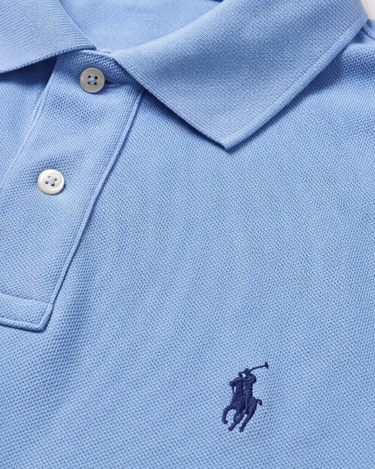 חולצת פולו תכלת בד פיקה לוגו נייבי Polo Ralph Lauren