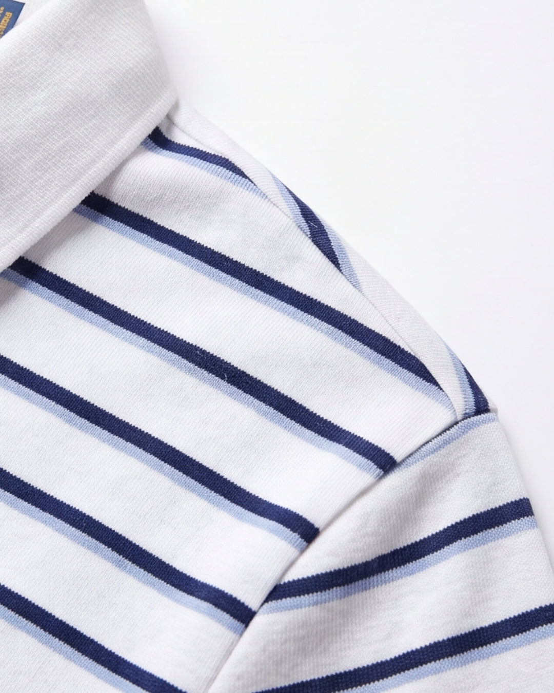 חולצת פולו כותנה פסים לבן-כחול לוגו צבעוני Polo Ralph Lauren