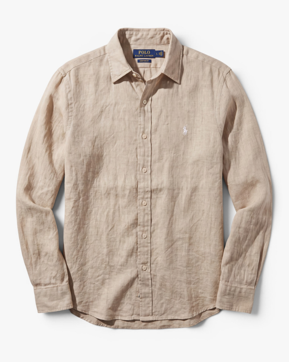 מכופתרת פשתן קרם לוגו שמנת Polo Ralph Lauren
