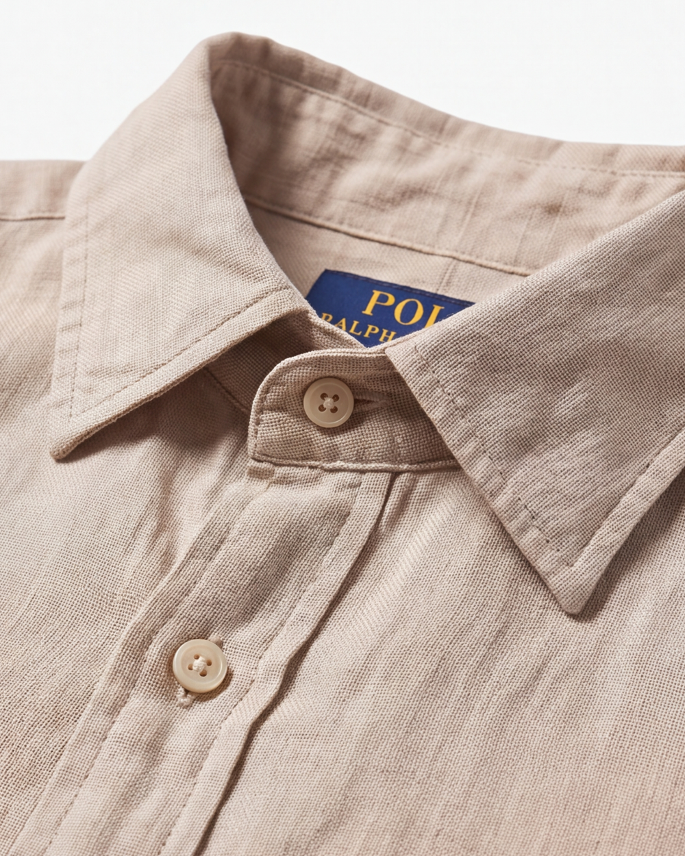 מכופתרת פשתן קרם לוגו שמנת Polo Ralph Lauren