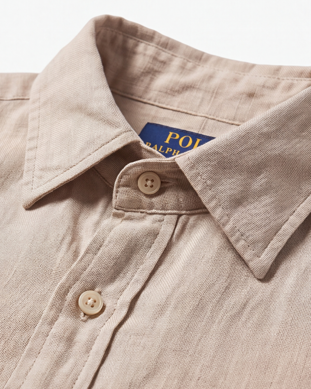 מכופתרת פשתן קרם לוגו שמנת Polo Ralph Lauren
