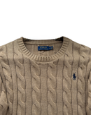 ‏RL Brown & Navy Logo Cable Knit Sweater