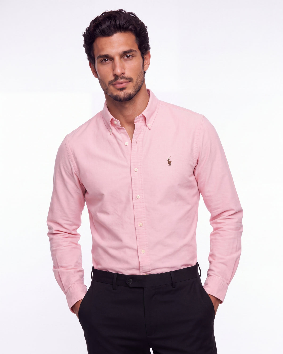 מכופתרת אוקספורד ורודה לוגו צבעוני Polo Ralph Lauren