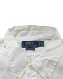 ‏RL White & Navy Logo Linen Shirt