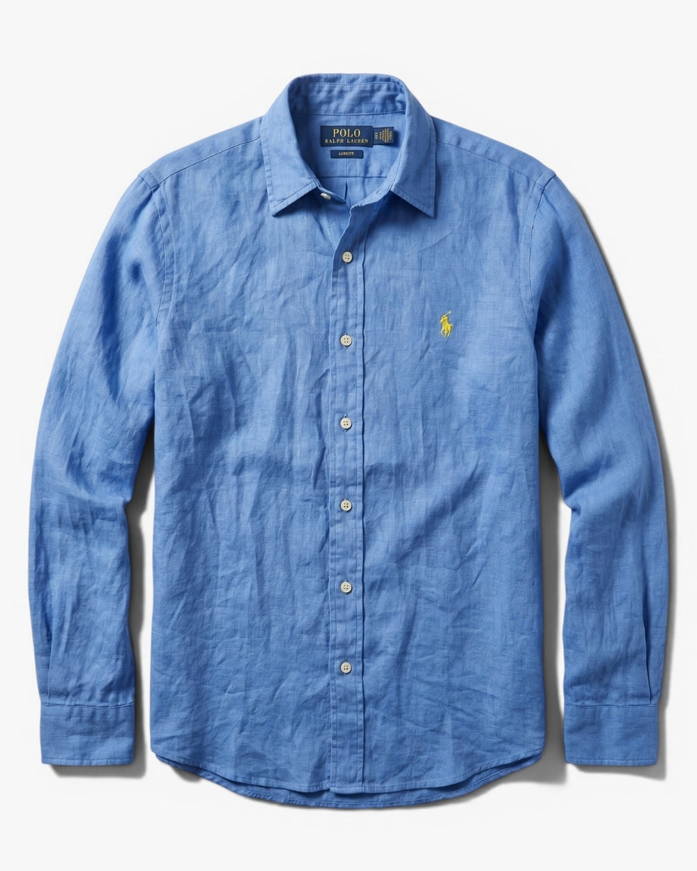 מכופתרת פשתן כחולה לוגו צהוב Polo Ralph Lauren
