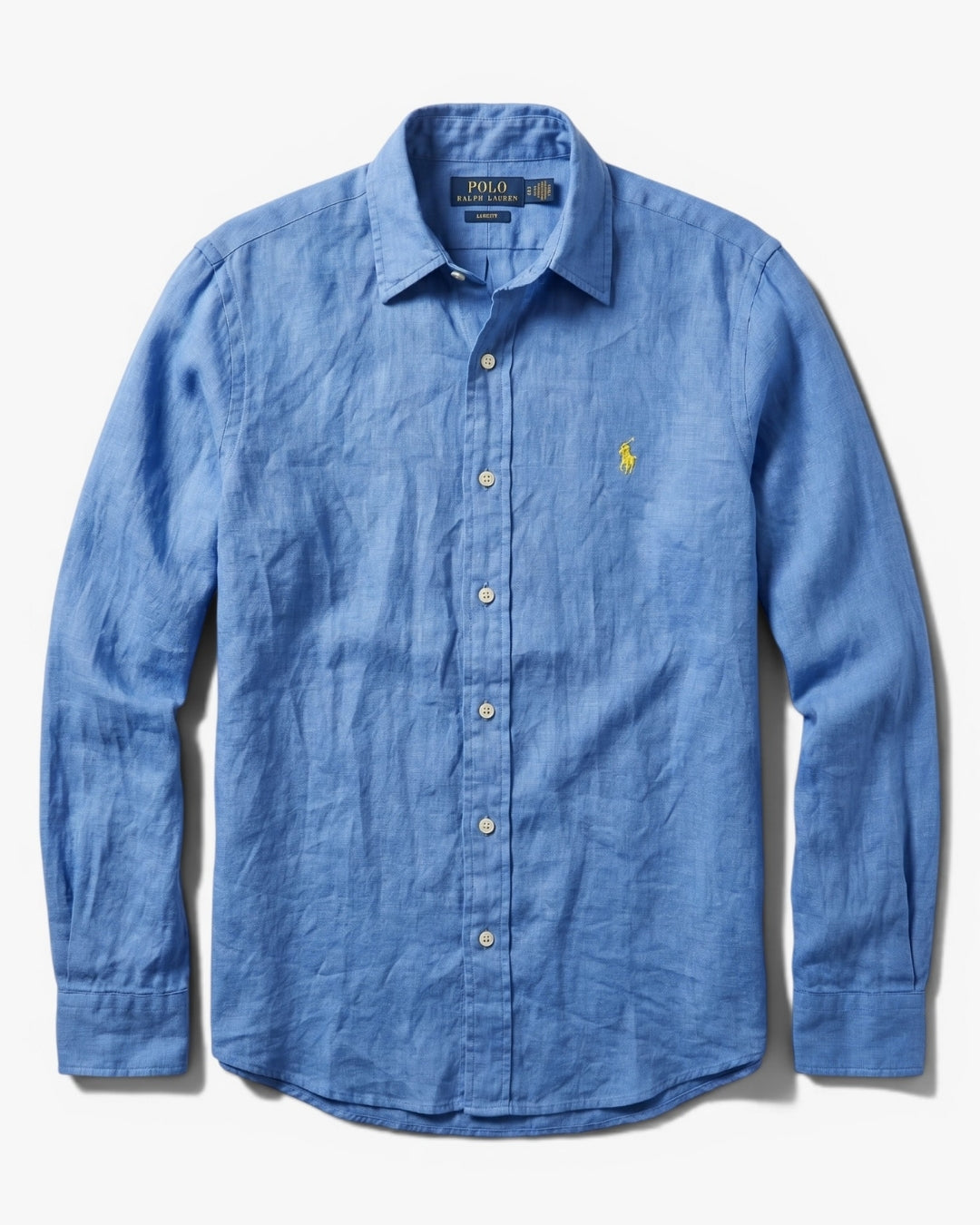 מכופתרת פשתן כחולה לוגו צהוב Polo Ralph Lauren