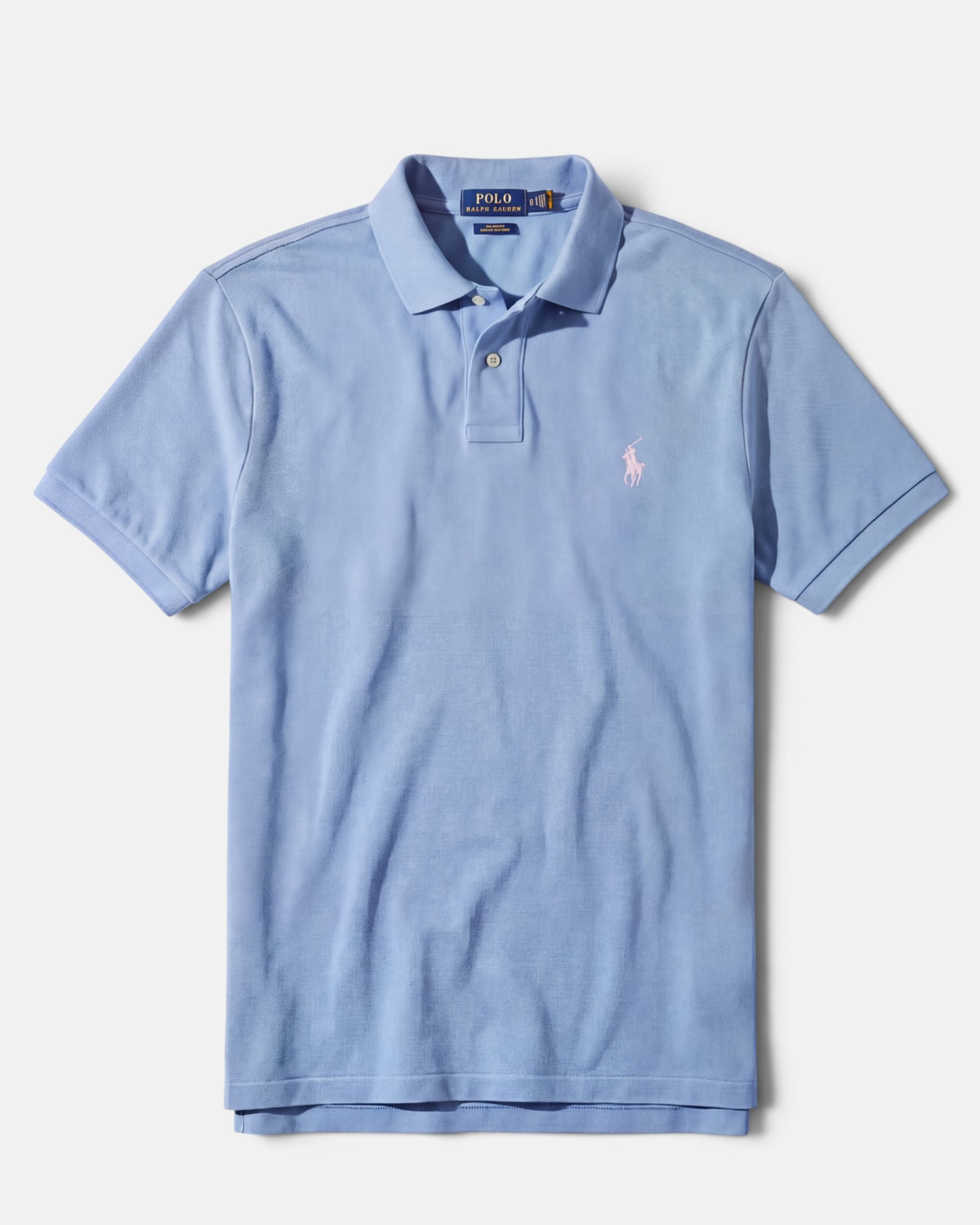 חולצת פולו תכלת לוגו ורוד בהיר Polo Ralph Lauren