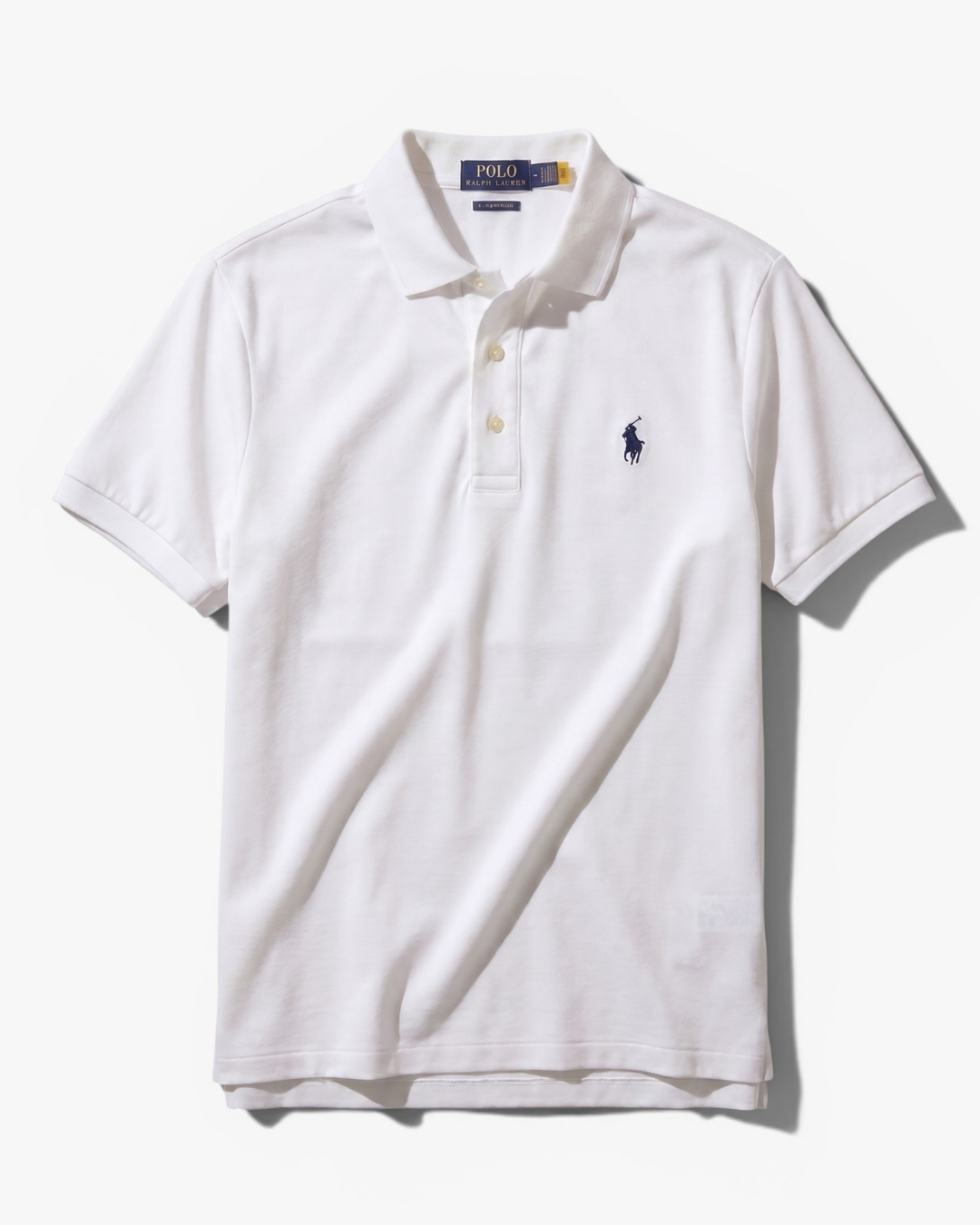 חולצת פולו לבנה משי לוגו נייבי Polo Ralph Lauren