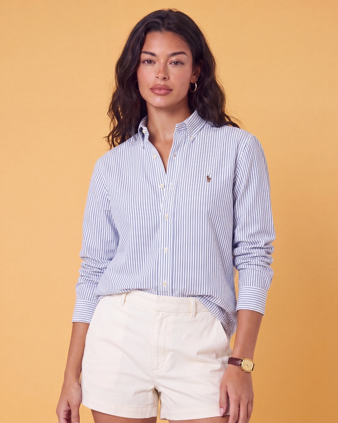 מכופתרת אוקספורד פסים תכלת-לבן לוגו צבעוני Polo Ralph Lauren