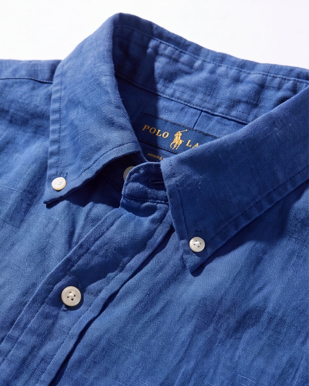 מכופתרת פשתן כחול אוקיינוס לוגו אדום Polo Ralph Lauren