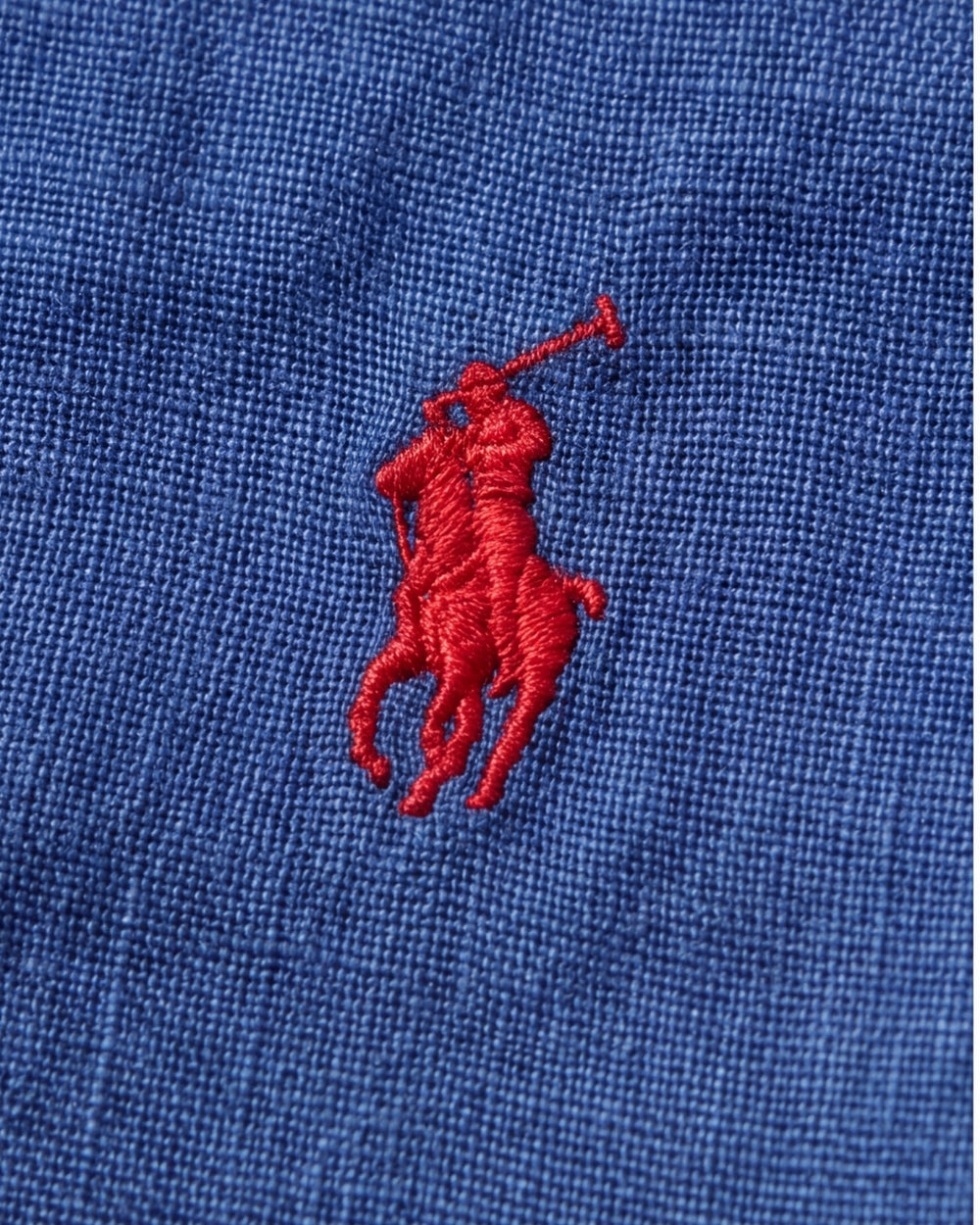 מכופתרת פשתן כחול אוקיינוס לוגו אדום Polo Ralph Lauren