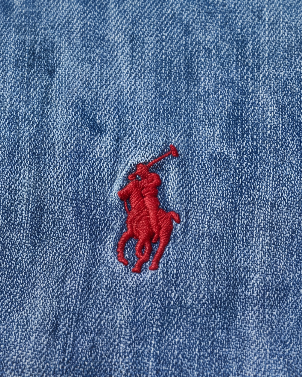 מכופתרת גינס כחולה לוגו אדום Polo Ralph Lauren