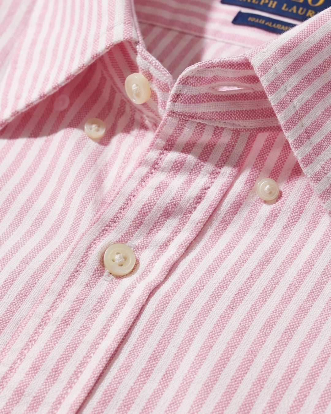 מכופתרת אוקספורד פסים ורוד-לבן לוגו צבעוני Polo Ralph Lauren