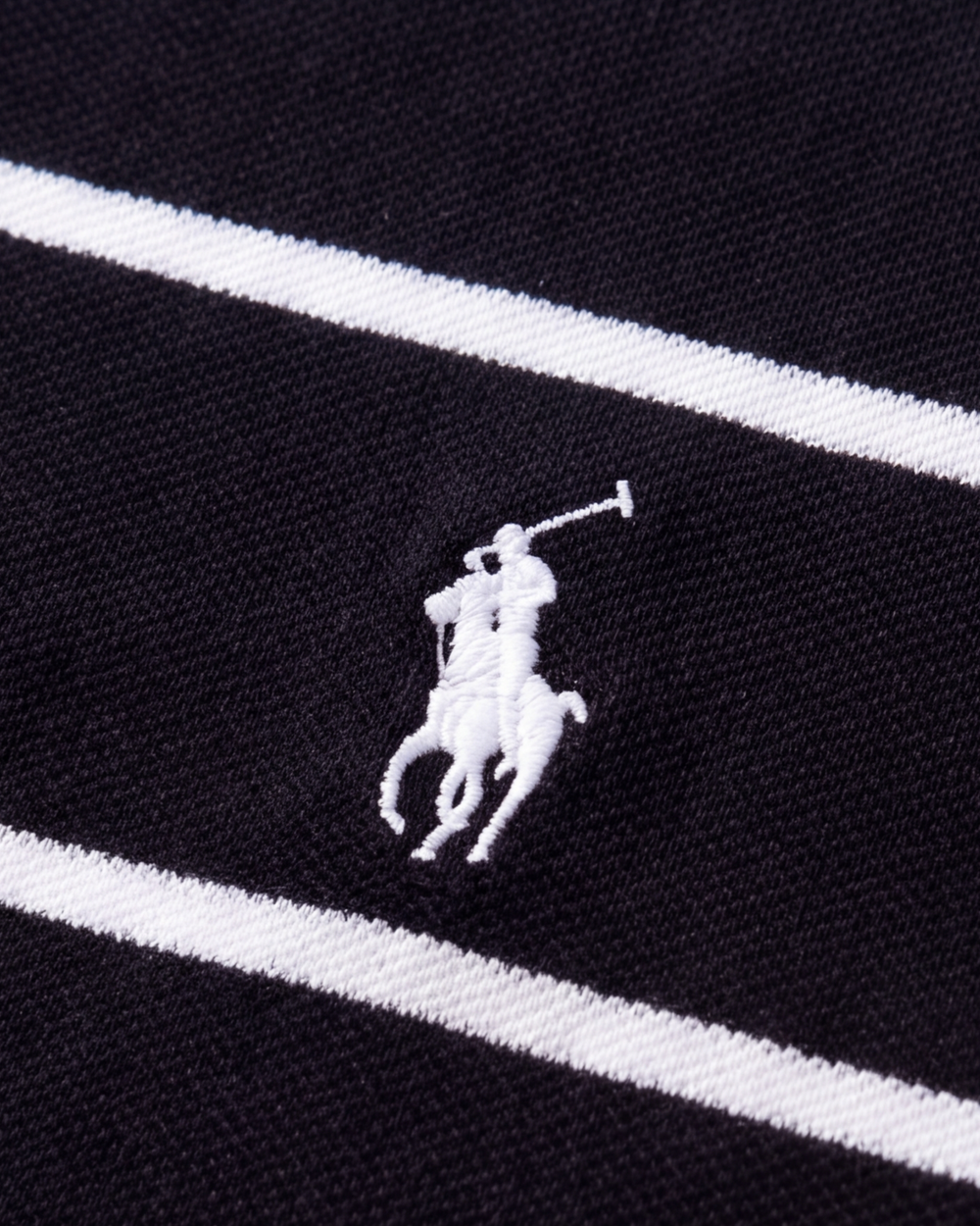 חולצת פולו פסים שחור-לבן לוגו לבן Polo Ralph Lauren