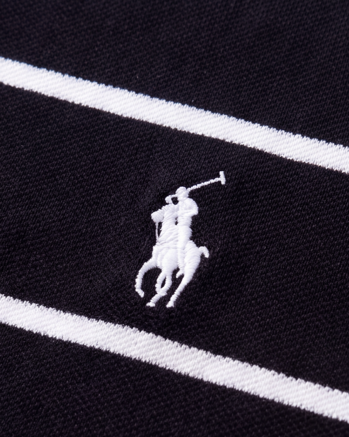 חולצת פולו פסים שחור-לבן לוגו לבן Polo Ralph Lauren