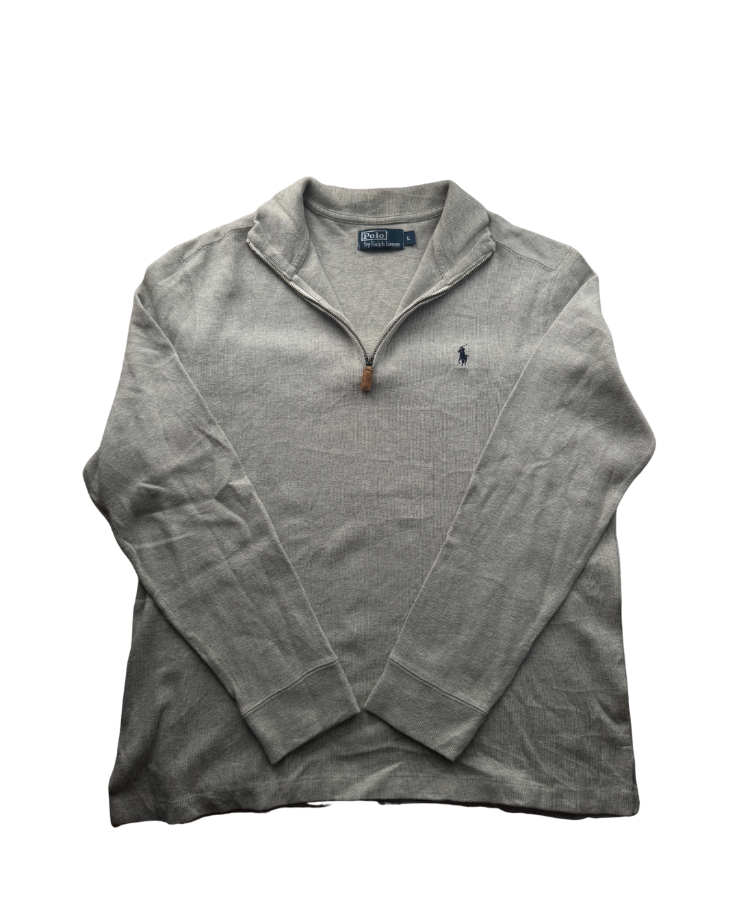 ‏RL Grey & Navy Logo Half-Zip
