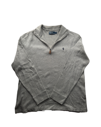 ‏RL Grey & Navy Logo Half-Zip