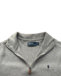‏RL Grey & Navy Logo Half-Zip