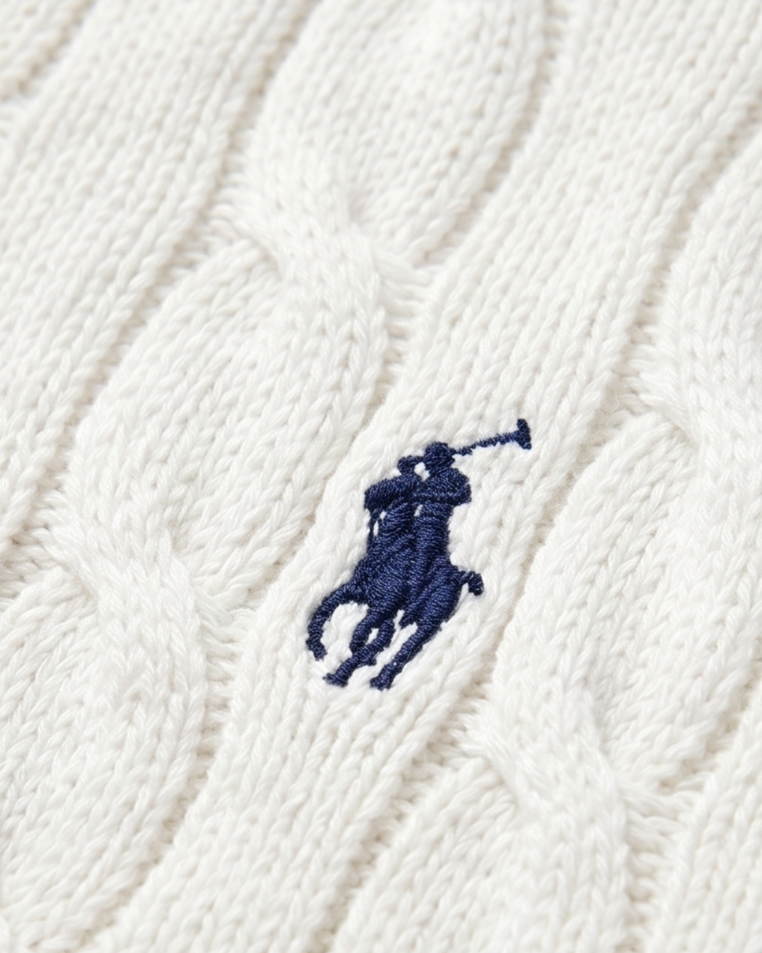 גופיית סריג צמות לבנה מכותנה לנשים Polo Ralph Lauren